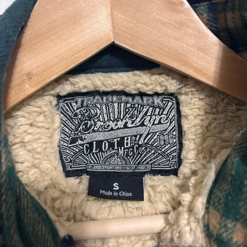 Brooklyn Cloth Flannel Shirt Jacket Mens S Plaid Sherpa Lined Shacket Outdoor